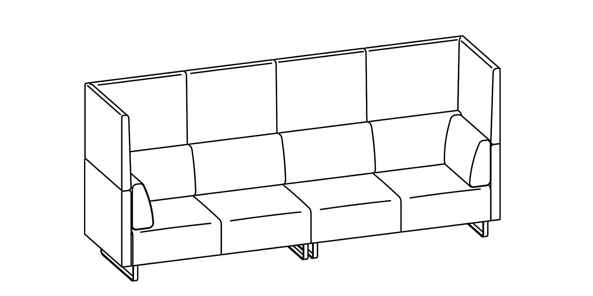 2x2-seater bench